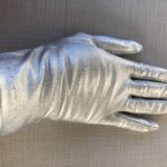 Vintage 80s Mary Quant silver metallic short gloves, size 6 1/2