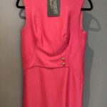 Vintage late 70s Peggy French Couture, London bubblegum pink shift dress, super chic, current UK 12